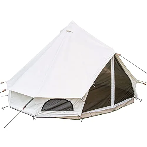 Skandika Tipi Jatuni 400 Protect für bis zu 8 Personen - Geräumiges Glampingzelt aus 100% Baumwolle mit 4000 mm Wassersäule, ideal für Festivals und Camping, bietet herausragende Stehhöhe und angenehmes Innenklima dank Moskitonetz und eingenähtem Zeltboden.