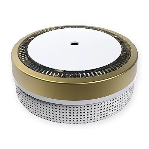 NEMAXX® M1-Mini Rauchwarnmelder/Rauchmelder Ø71,6mm, photoelektrisch, radioaktivfrei, EN14604 (AFNOR 0333), VDs G216020, 85 dB Alarm, 3V Lithium, Hush, bis zu 10 Jahre – Gold – 1x