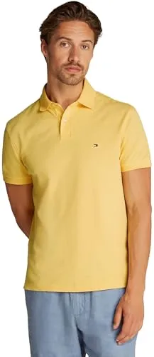 Tommy Hilfiger Herren Poloshirt Kurzarm 1985 Regular Fit, Gelb (Citronella) XXL - Poloshirt für Herren aus Baumwolle mit Stretch, ideal für Freizeit und Sport, mit stylischem Tommy Hilfiger Branding und Flag Stickerei auf der Brust.