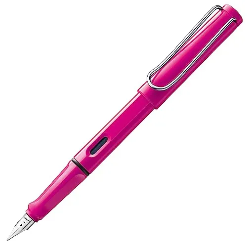 Lamy safari pink Füller - Füllhalter mit ergonomischem Griff & polierter Stahlfeder in Strichbreite F – robuster ASA-Kunststoff - inkl. Tintenpatrone T 10 blau - Rechtshänder