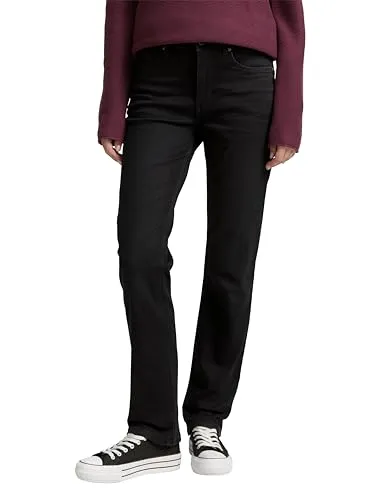 TOM TAILOR Damen 1047852 Jeans - Hochwertige High Waist Jeans in 10240-Black Denim - Stylische High Waist Jeans im Five-Pocket-Style mit Stretch-Anteil für optimale Bewegungsfreiheit. Nachhaltige Herstellung aus recycelter Baumwolle, ideal für umweltbewusste Mode-Liebhaber.