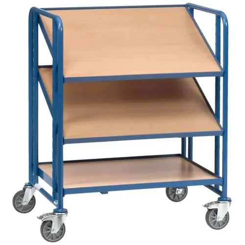 Fetra Eurokastenwagen 2391 - 3 Etagen mit Holzböden - Eurokastenwagen mit 3 Etagen und einer Tragkraft von bis zu 250 kg. Ideal für 6 Eurokästen, vielseitig einsetzbar durch neigbare Böden. Made in Germany mit 10 Jahren Garantie.