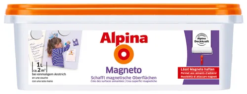 Alpina Magneto Magnetfarbe - 1 Liter, starke Haftkraft für kreative Wandgestaltung, überstreichbar und einfach aufzutragen