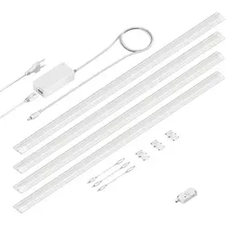 ledscom.de LED Unterbau-Leuchte SIRIS mit Bewegungsmelder, 4er Set, 90cm, weiß matt - Vielseitige und flache LED Unterbau-Leuchte SIRIS, ideal für die Küchenbeleuchtung. Mit Bewegungsmelder für komfortable Nutzung und blendfreiem Licht für eine angenehme Atmosphäre. Einfache Montage und stabil durch Aluminiumgehäuse.