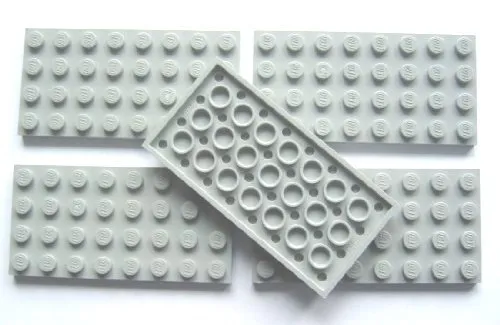LEGO Bricks 3035 City Platten (4 x 8 Zapfen, 5 Stück), Hellgrau