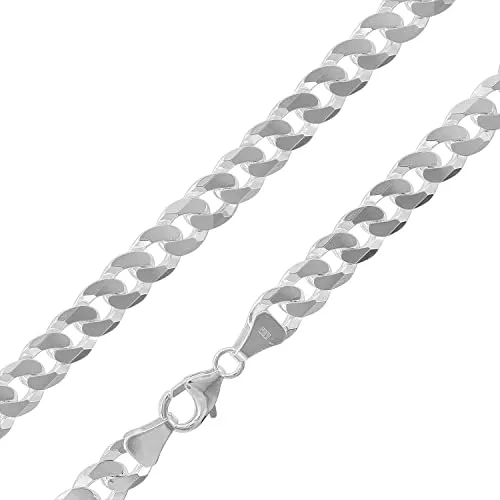 trendor Panzerkette Silber 925 - Massive Facettierte Kette für Männer - Ketten ohne Anhänger, aus hochwertigem Sterlingsilber 925, 50 cm lang und 7,8 mm breit. Inklusive Mikrofaser-Pflegetuch und Geschenkbox, ideal als Geschenk oder für den eigenen Stil.