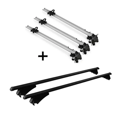 3x Fahrradträger Bike Pro + Relingträger Tiger Alu XL kompatibel mit für Mitsubishi Outlander PHEV ab 14