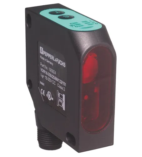 Pepperl+Fuchs VDM18-300/32/105/122 Distanzsensor - Präziser Abstandssensor mit IP67-Schutz, ideal für industrielle Anwendungen. Kompakt und leistungsstark mit einem Messbereich von 300 mm.