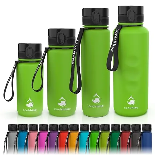 coolrhino Trinkflasche 650ml für Sport, Outdoor, Schule, Fitness & Kinder - Wasserflasche auslaufsicher und Bpa frei - Flasche für Kohlensäure geeignet (Rhino Yellow, 650ml)