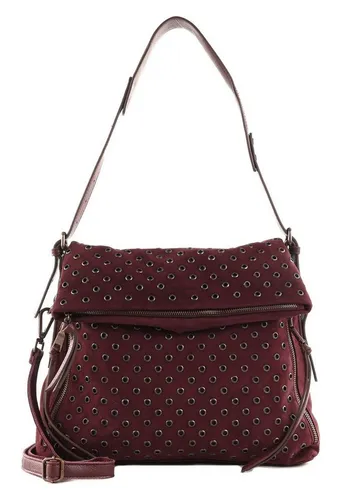 FREDsBRUDER Hobo Bag aus echtem Leder - Red Wine - Umhängetasche mit verstellbarem Schulterriemen, geräumigem Hauptfach und trendiger Velourslederoptik, ideal für Shopping und Alltag.