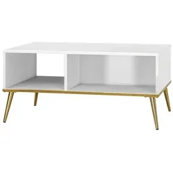 Wohnzimmertisch Darrby - Weiß, 60 cm Breite - Stylischer Couchtisch Darrby in Weiß, ideal für Ihr Wohnzimmer. Mit einer Höhe von 41,9 cm und hochwertiger Verarbeitung setzt er elegante Akzente. Jetzt 10€ Willkommens-Gutschein bei Newsletter-Anmeldung sichern!