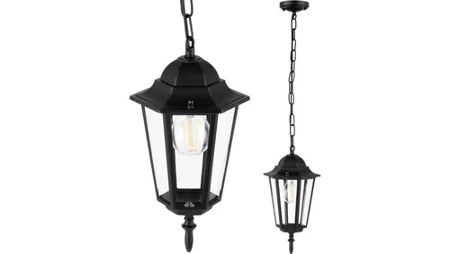 Lampa Ogrodowa Wisząca Zewnętrzna E27 LATARNIA Czarna BELLIS LUMIL 5903738502653