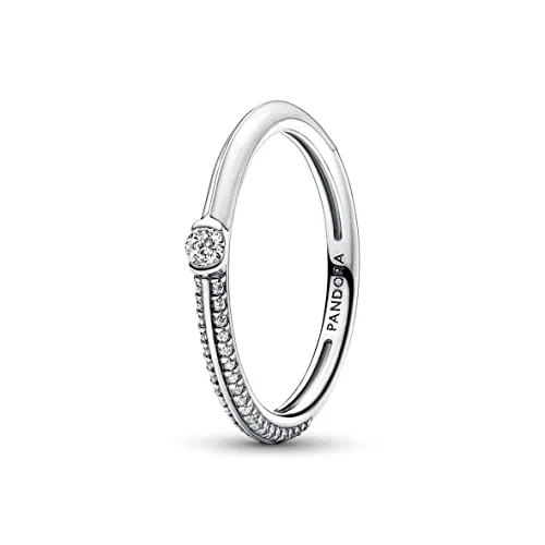 PANDORA ME Pavé & Weiß Doppelring aus Sterling Silber mit klaren Cubic Zirkonia Steinchen in der Größe 56, 192528C02-56