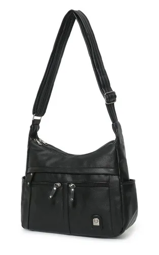 ITALYSHOP24 Schultertasche Damen Tasche Vintage Shopper Umhängetasche Handtasche CrossOver Reise, Crossbody Leder Optik Reisetasche Henkeltasche City Bag Beuteltasche
