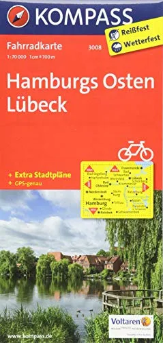 KOMPASS Fahrradkarte Hamburgs Osten, Lübeck: Fahrradkarte. GPS-genau. 1:70000 (KOMPASS-Fahrradkarten Deutschland, Band 3008)