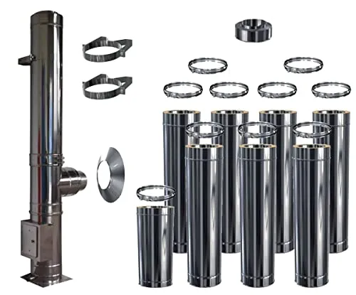 Schornstein-Zentrallager Schornstein Edelstahlschornstein Bausatz doppelwandig DW 120 Höhe 3,2 - 9,7 m 870 cm