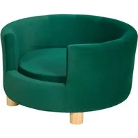 PawHut Hundebett mit Holzbein - Hundebett aus Polyester mit abnehmbarem Kissen, ideal für gemütliche Ruheplätze und stilvolle Einrichtung. Maße: 65 x 64 x 37 cm.