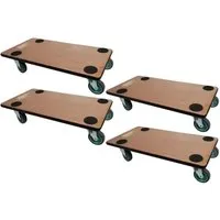 Mega Deal 4X Profi Transportroller mit 200kg Traglast - Materialtransporter mit robustem Sperrholz und 4 lenkbaren Gummirollen für müheloses Manövrieren, ideal für Umzüge und Heimwerkerprojekte.