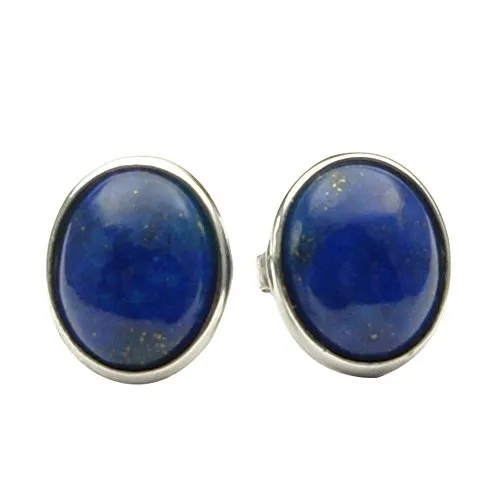 Ohrstecker Lapis-Lazuli & 925 Silber rhodiniert oval dunkel-blau - Elegante Ohrstecker aus Lapis-Lazuli und rhodiniertem 925 Silber. Zeitloses Design, ideal für besondere Anlässe oder den Alltag. Verleihen Sie Ihrem Look einen Hauch von Farbe und Stil! Perfekt als Geschenk.