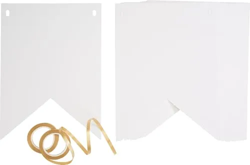 VBS Wimpel, Weiß, 24 Stück, 12,0 x 16,5 cm, festliche Dekoration, Ideal für Partys, Veranstaltungen, DIY-Projekte, Tischdeko, Hochwertige Qualität, Wimpelkette