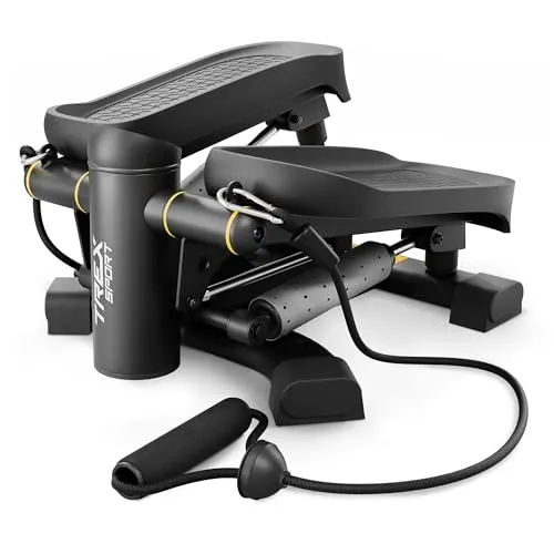 TREX SPORT Mini Stepper TX-070SP – 2in1 Fitnessgerät für Zuhause - Kompakter Stepper für effektives 2-in-1-Training: Vertikale und seitliche Bewegungen fördern Kraft und Balance. Mit LCD-Display, bis 150 kg belastbar und integrierten Expandern für ein ganzheitliches Workout.