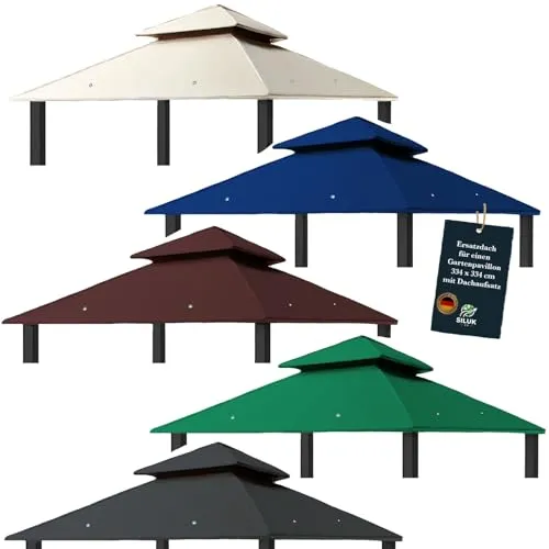 freigarten.de Ersatzdach für Pavillon 334 cm x 334 cm - Wasserdicht und extra stark - Pavillon Ersatzdach in Sand Antik, aus 370g/m² Panama PVC, wasserdicht und langlebig. Mit Klettverschluss und Schornstein für optimale Luftzirkulation.