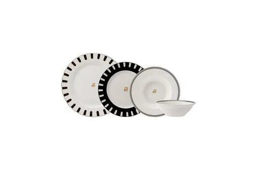Karaca Geschirr-Set 50th Anniversary - Elegantes 24-teiliges Porzellan-Dinner-Set für 6 Personen, ideal für den täglichen Gebrauch oder besondere Anlässe. Hochwertige Verarbeitung und modernes Design machen es zum perfekten Geschenk für neue Haushalte.