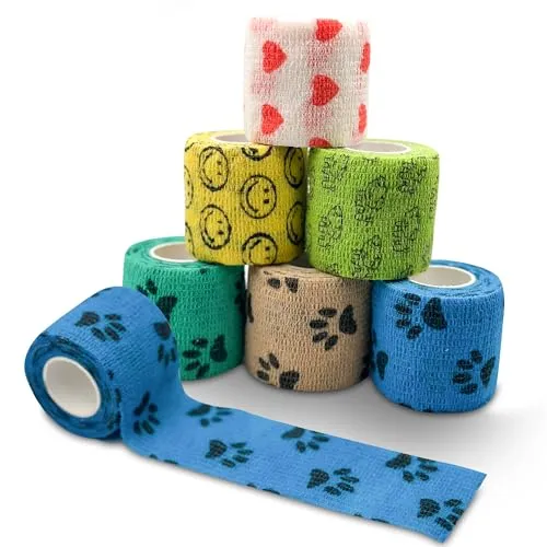 Petsation - 6 Selbstklebende Bandagen für Tiere [Das Original] Verbände für Hunde, Katzen, Pferde und Menschen Verband elastische Binde Handgelenk Bandage Pflaster (Motiv)