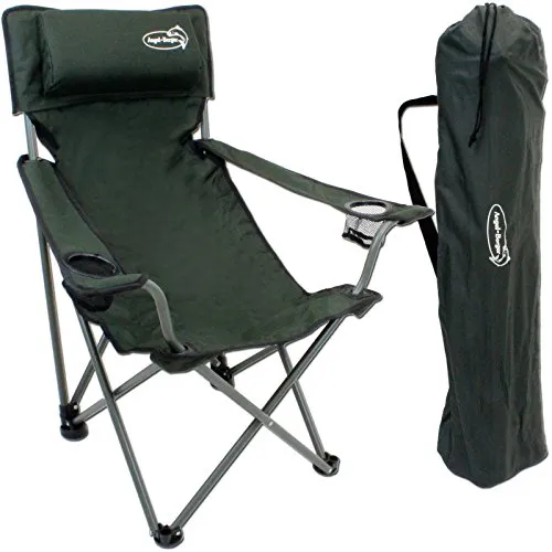 Angel-Berger Luxus Faltstuhl mit Getränkehaltern - Camping-Stuhl mit praktischem Faltmechanismus, integrierten Getränkehaltern und bequemem Polster für höchsten Komfort beim Outdoor-Genuss.