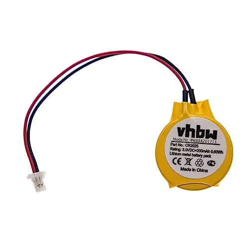 vhbw BIOS-Batterie Ersatz für CR2025W für Notebook (200mAh, 3V, Li-Mn)