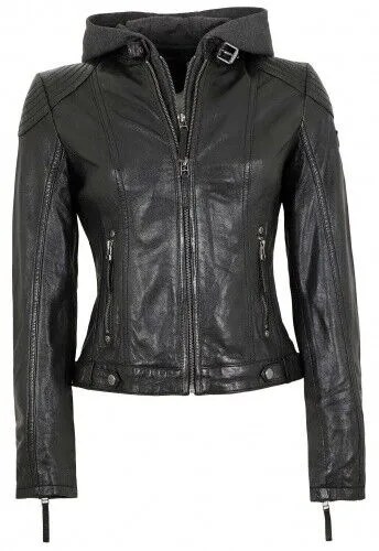 Gipsy by Mauritius Lederjacke Cacey LEGV - Übergangsjacke mit abnehmbarem Kapuzen-Sweateinsatz und aufwendigen Biker-Details, ideal für einen stylishen Look in der Übergangszeit.