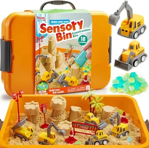 Klever Kits Kreativset Magic Sand Set - Kreativkästen für Kinder ab 3 Jahren, fördert die Kreativität und Feinmotorik beim Spielen mit spannendem Spielsand im praktischen Koffer.