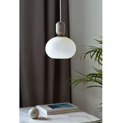 Nordlux Notti Pendelleuchte – Elegante Lichtquelle für jeden Raum - Lampen mit E27-Fassung, IP20, 40W, und einem stilvollen opalweißen/grauen Glasschirm, ideal für eine harmonische Raumgestaltung.