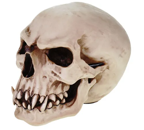 Figuren Shop GmbH Dekofigur Orc Schädel - Totenkopf von Markus Mayer - Figuren & Skulpturen - Bunte Gothicdeko für Halloween, aus hochwertigem Kunststein (Polyresin), detailreiche Verarbeitung mit einer Höhe von 15 cm.