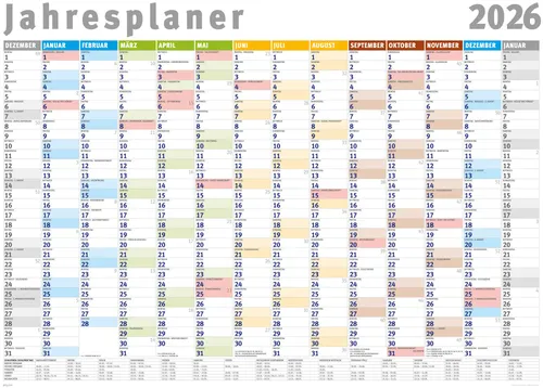 Poster Jahresplaner 2026 - Wandplaner Kalender - Giant XXL Poster - Grösse