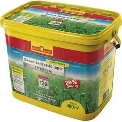 Wolf Garten Rasen Langzeitdünger Premium LE300 - 120 Tage Wirkung für 300m² - Dünger für Rasenflächen, sorgt für langanhaltendes Wachstum und gesunde Grüns über bis zu 120 Tage.