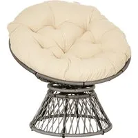Outsunny Papasansessel - Beige - 87Lx97Wx90Hcm - Gartenstühle für drinnen und draußen, mit robustem Stahlgestell und superweichem, abnehmbarem Sitzpolster für höchsten Komfort und Entspannung.