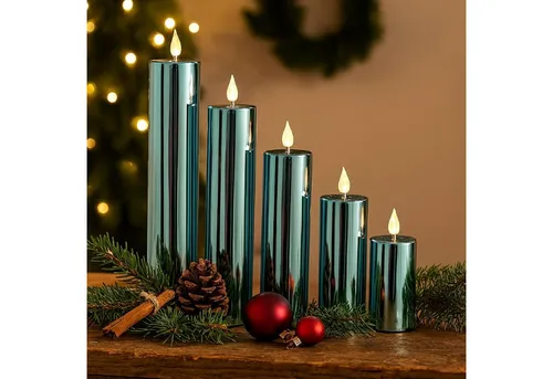 Online-Fuchs LED-Kerzen Set 5er XL - LED-Kerzen für drinnen und draußen, mit realistischer Acrylflamme und 6-Stunden Timer, ideal für eine stimmungsvolle Deko in Herbst, Winter und Weihnachten.