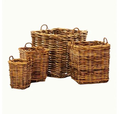 Dickes CL Rattan Korb CESTINO 60x60cm - Rustikaler Aufbewahrungskorb mit Griffen - Robuster Aufbewahrungskorb aus CL-Rattan, ideal für Wäsche oder Dekoration. Mit seinen 60x60cm passt er perfekt in jedes Zimmer und überzeugt durch sein rustikales Design.