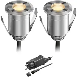 ledscom.de LED Boden-Einbauleuchte BINO für außen, IP67, 32mm Ø, warmweiß, 2er Set - Einbauleuchten für außen, energieeffizient und wetterfest mit elegantem Edelstahl-Design. Ideal für stilvolle Akzente in Garten oder Terrasse.
