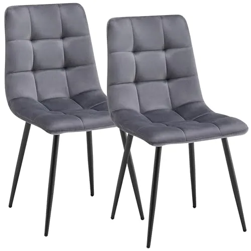 DEULINE Milano Esszimmerstühle 2er-Set - Grau - Vielseitige Esszimmerstühle im modernen Design, ergonomisch gepolstert für höchsten Sitzkomfort. Robuste Metallbeine sorgen für Stabilität und Langlebigkeit. Ideal für Esszimmer, Küche oder Büro.