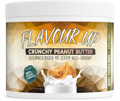 Geschmackspulver CRUNCHY PEANUT BUTTER 250g - Leckerer Geschmack und Süße - nur 10 kcal pro Portion - Vielseitig einsetzbar für Lebensmittel & Getränke - Flavour Powder - FLAVOUR UP