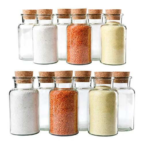 MamboCat Gewürzbehälter 12er Set - 12-tlg. Gewürzgläser-Set mit 300ml Füllvolumen und luftdichtem Korkverschluss, ideal zur Aufbewahrung von Kräutern und Gewürzen. Perfekt für eine ordentliche Küche und vielseitig einsetzbar!
