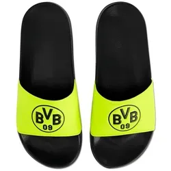 Borussia Dortmund Unisex Badeschlappen 41/42 – Neon Schwarz - Fan-Shop: Ideal für Zuhause oder Schwimmbad, mit EVA und PU für optimalen Tragekomfort. Stylisches BVB Emblem und neonfarbener Spann machen diese Badeschlappen zum perfekten Fanartikel.