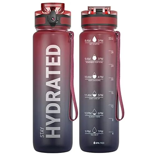 Sahara Sailor Trinkflasche 1L/500ML/750ML, BPA-frei und Auslaufsicher - Trinkflasche mit Zeitmarkierungen für eine optimale Flüssigkeitszufuhr und motivierende Zitate. Hergestellt aus BPA-freiem Tritan, ideal für Sport, Outdoor und Büro.