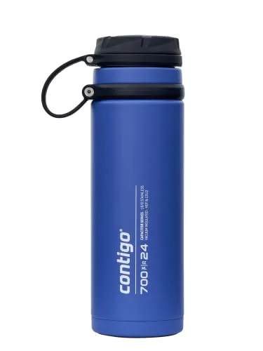 Contigo Fuse Edelstahl Iso-Trinkflasche | große BPA-freie Wasserflasche | hält Getränke bis zu 30h kühl | Ideal für Schule, Arbeit, Sport | Bluecorn | 700 ml