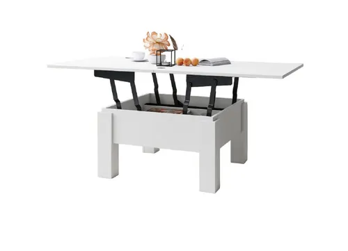 designimpex Couchtisch Design Oslo – Höhenverstellbar & Aufklappbar in Weiß - Vielseitiger Couchtisch Oslo: Höhenverstellbar und aufklappbar für flexible Nutzung. Zeitloses Design in mattem Weiß, ideal für jeden Wohnraum.