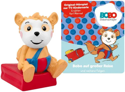 tonies Hörspielfigur Bobo Siebenschläfer: Bobo auf großer Reise - Erlebe mit Bobo, dem Siebenschläfer, spannende Abenteuer! Die liebevoll gestaltete Figur bringt Geschichten über Kreativität und Entdeckungen in den Alltag. Ideal für kleine Entdecker und ein tolles Geschenk!