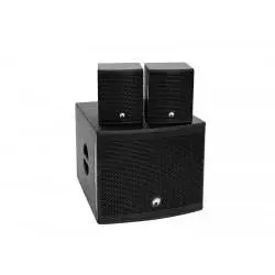 OMNITRONIC Set MOLLY-12A Subwoofer aktiv + 2x MOLLY-6 Top - PA-Boxen Set mit aktivem 12-Zoll Subwoofer und 2 Satelliten, ideal für mobile Live- und DJ-Anwendungen. Integriertes Bluetooth für kabellosen Musikgenuss und DSP-gesteuerte Klangoptimierung.