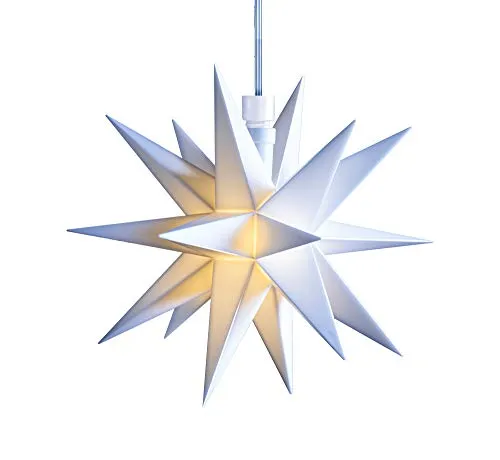 STEINFIGURENWELT GIEBEN 3D Ministern Ø 12 cm LED Stern Weihnachtsstern Fenster Deko innen 5m Kabel + Trafo (Weiß)